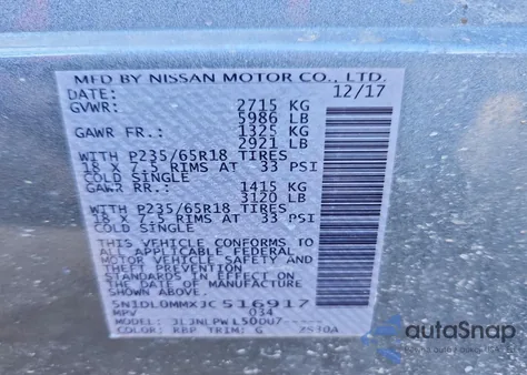 2018 Infiniti Qx60 z USA, uszkodzony, nr VIN 5N1DL0MMXJC516917